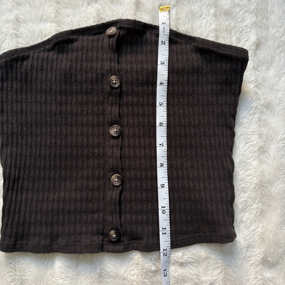 American Eagle Brown Earth Tone Pointelle Ribbed Button Tube Tank Top - Picture 6 of 6